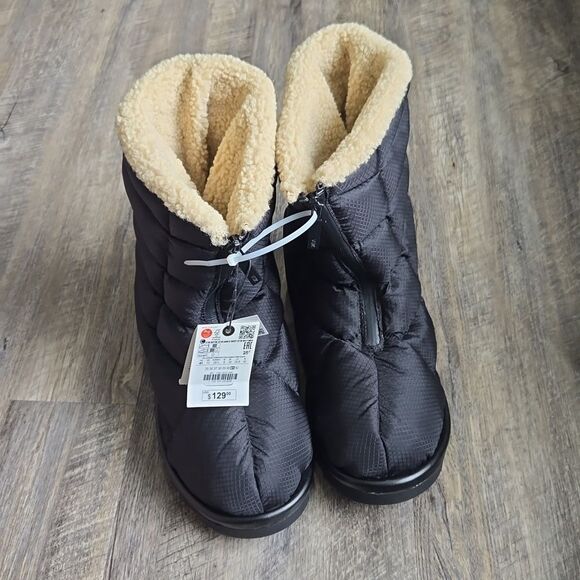 🐢  Zara Black Quilted Shearling Lined Snow Boots Size 10, EURO size 41 - Picture 4 of 10